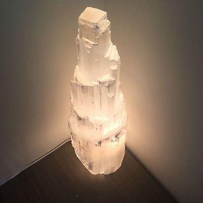 Selenite Skyscraper Lamp Teal Lily