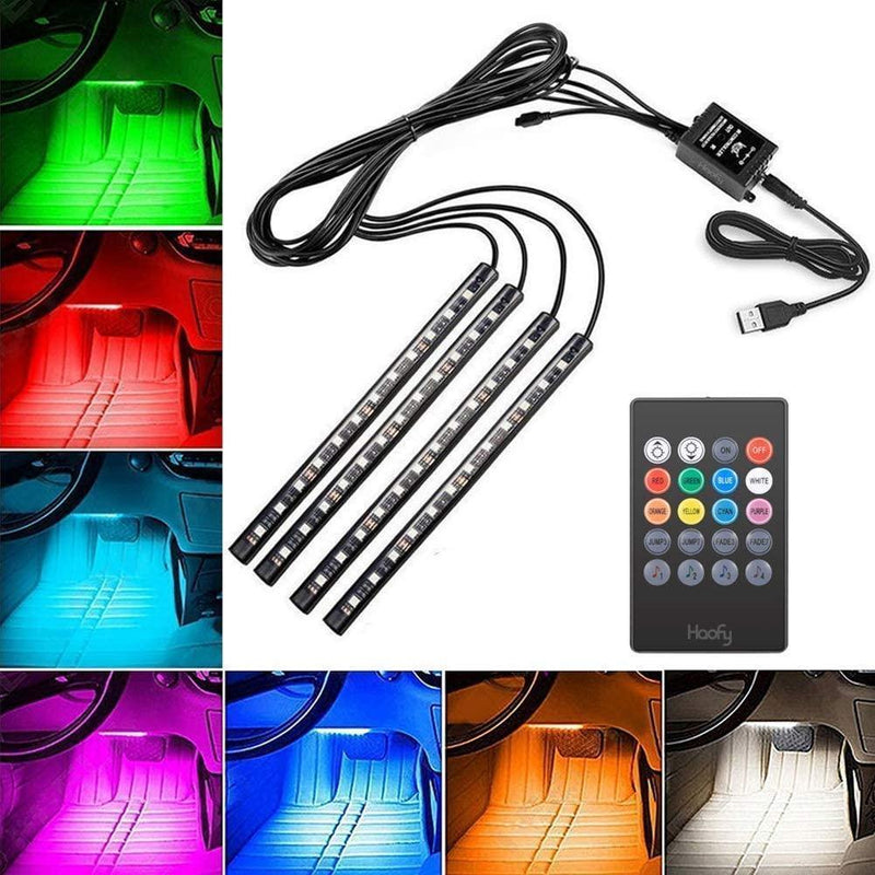 RGB Car LED Light Strips, Sound Activated with Remote Control, 48 Silver Atlas