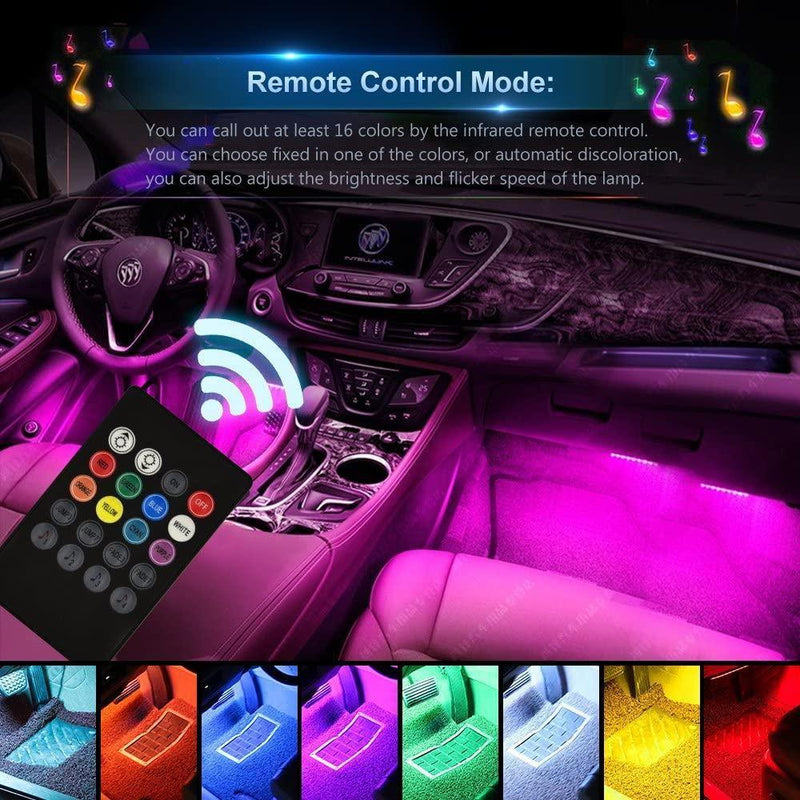 RGB Car LED Light Strips, Sound Activated with Remote Control, 48 Silver Atlas