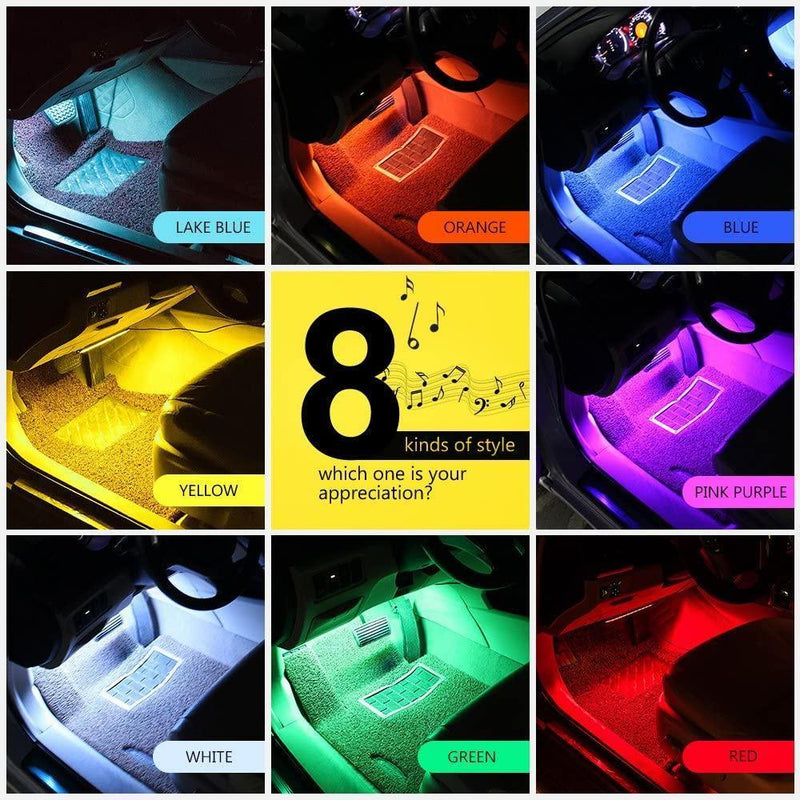 RGB Car LED Light Strips, Sound Activated with Remote Control, 48 Silver Atlas