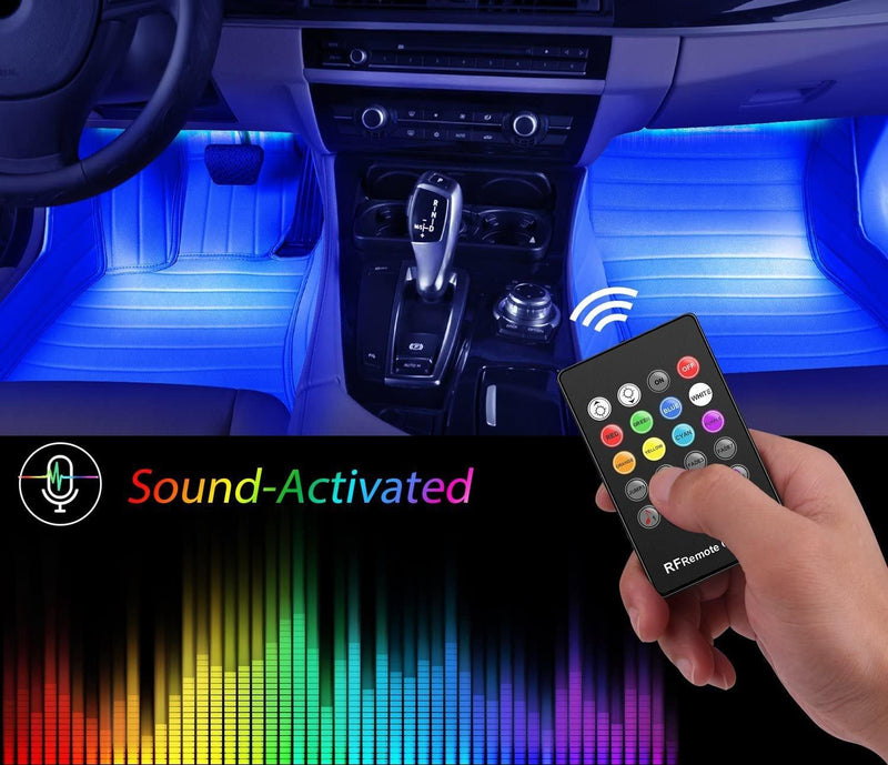 RGB Car LED Light Strips, Sound Activated with Remote Control, 48 Silver Atlas