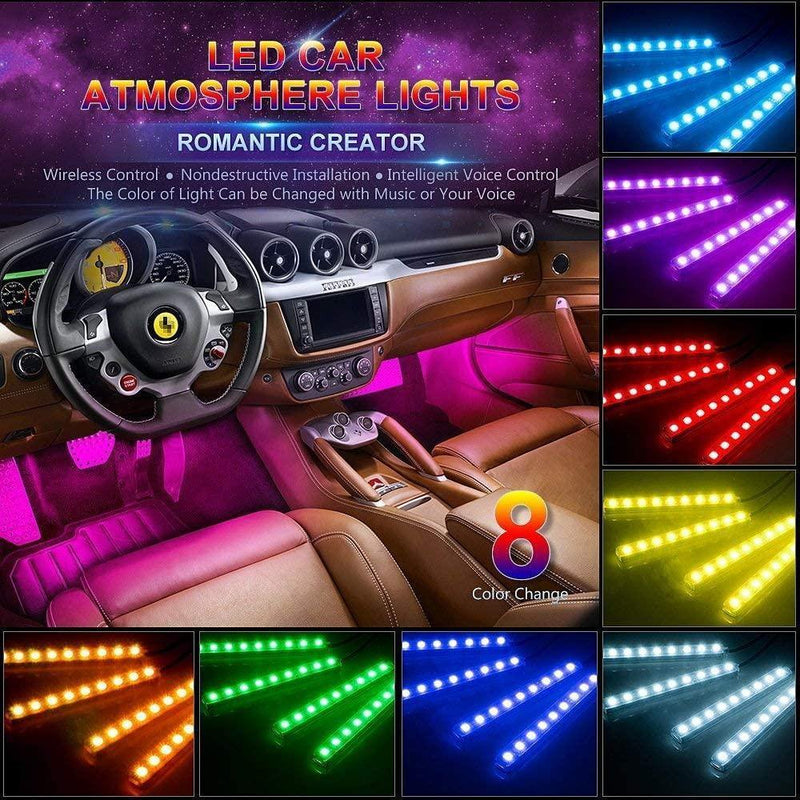 RGB Car LED Light Strips, Sound Activated with Remote Control, 48 Silver Atlas