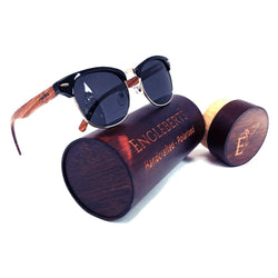 Handcrafted Walnut Wood Club Style Sunglasses With Bamboo Case Purple Ariadne