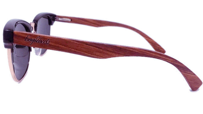 Handcrafted Walnut Wood Club Style Sunglasses With Bamboo Case Purple Ariadne