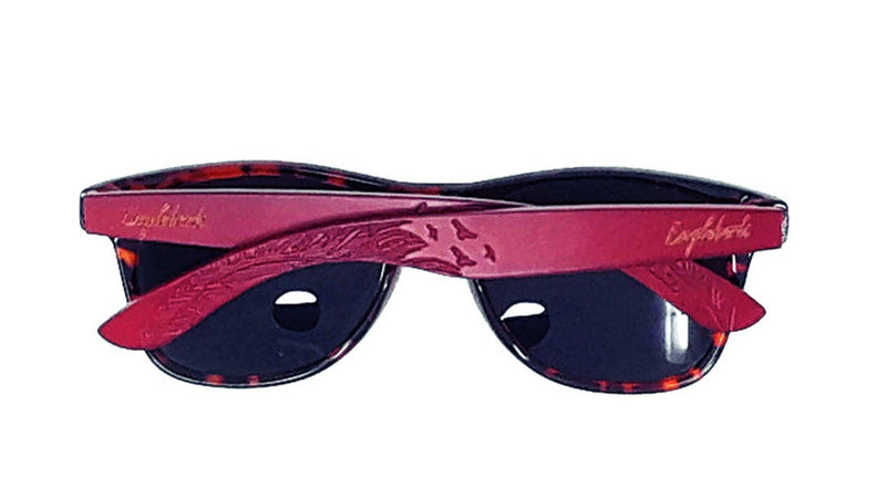 Red Bamboo Tortoise Framed Sunglasses With Wood Case, Polarized, Purple Ariadne