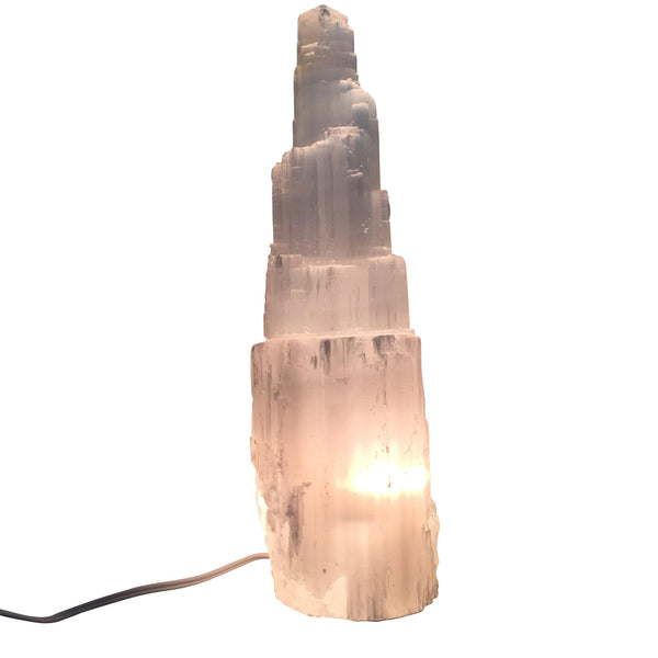 Selenite Skyscraper Lamp Teal Lily