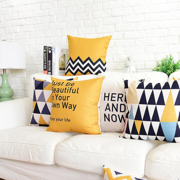 Yellow Geometric Throw Pillow Covers FyreFly Sky