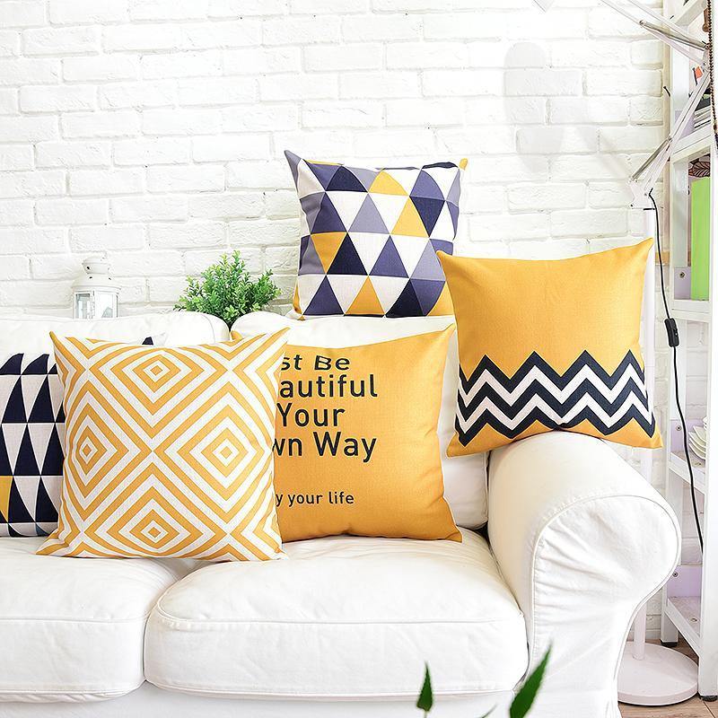 Yellow Geometric Throw Pillow Covers FyreFly Sky