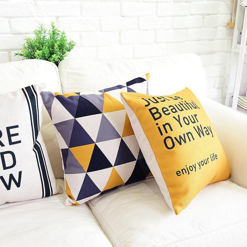 Yellow Geometric Throw Pillow Covers FyreFly Sky