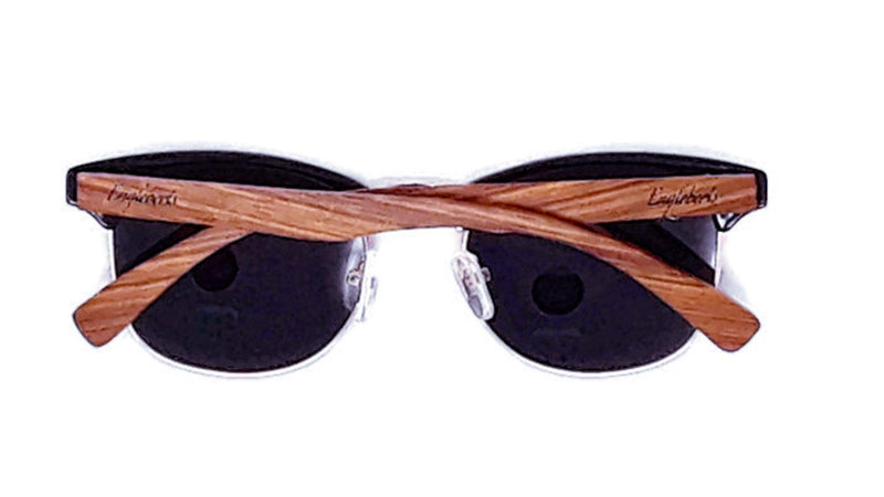 Handcrafted Walnut Wood Club Style Sunglasses With Bamboo Case Purple Ariadne