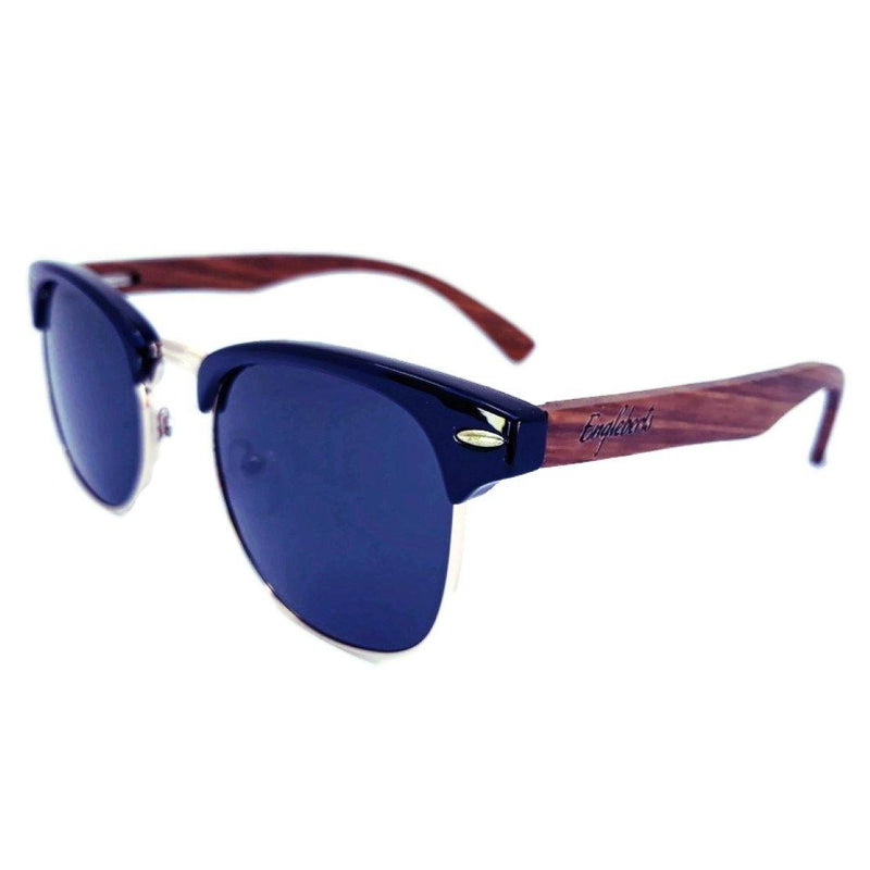 Handcrafted Walnut Wood Club Style Sunglasses With Bamboo Case Purple Ariadne